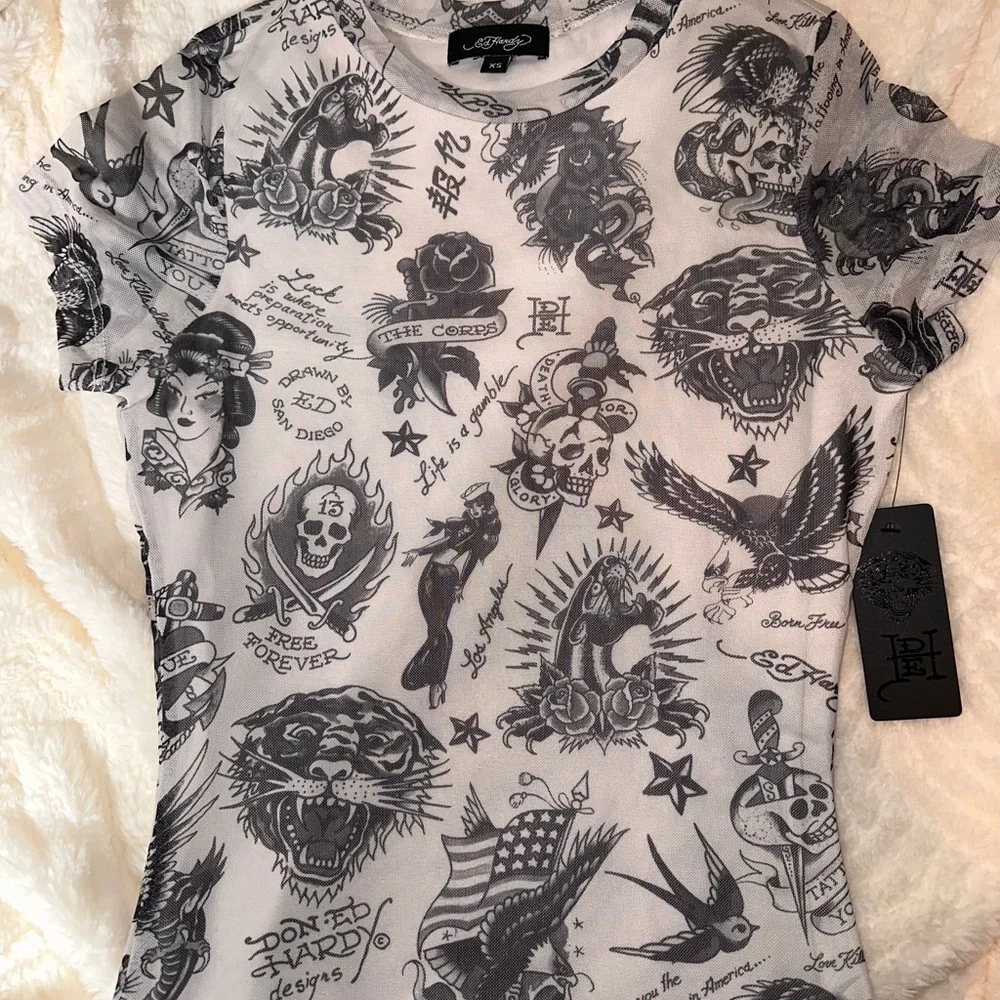 Ed Hardy Black and White Graphic Mini Dress - Picture 3 of 7